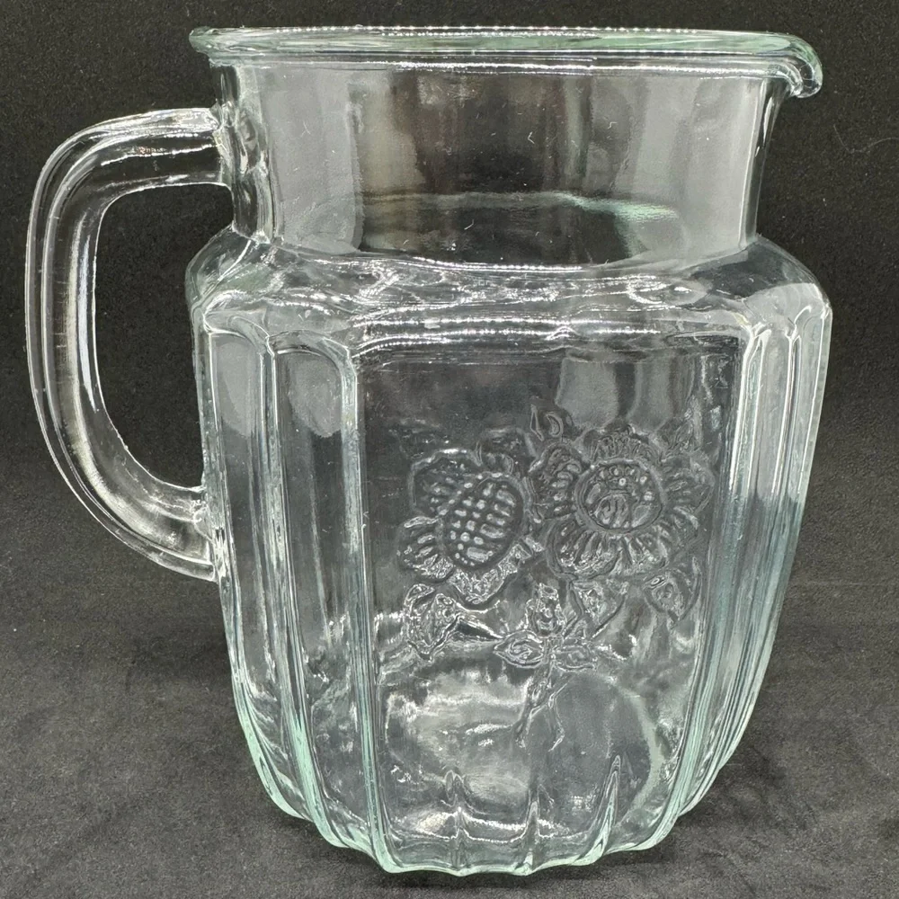 Anchor Hocking Clear Mayfair Open Rose Square Pitcher 37 oz